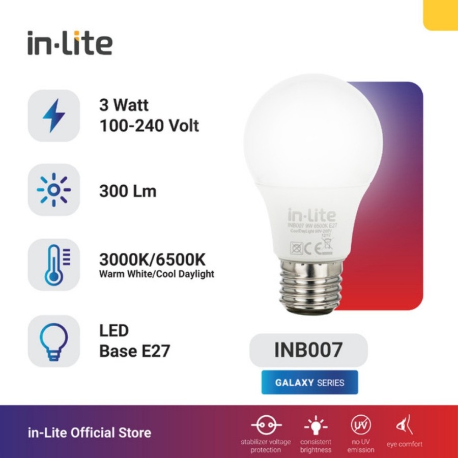 Bohlam 3w Inlite LED 3 w Putih Kuning Lampu 3 watt In Lite  Bulb