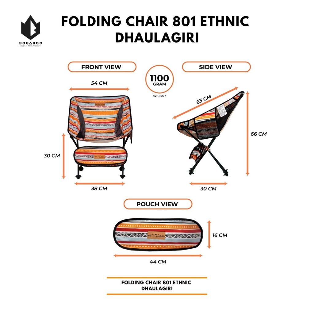 Kursi Lipat FC 801 Dhaulagiri Model Etnik - Folding Chair - Kursi Etnik Dhaulagiri - Bangku Lipat - Bangku Portable