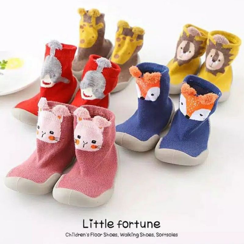 [rumahbayipdg] Sepatu SKIDDER  anak motif animal kaos kaki skidder 3D alas full karet