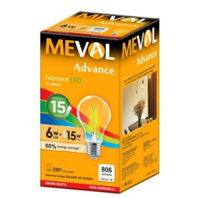 Lampu LED Meval Filament Advance 6W Kuning