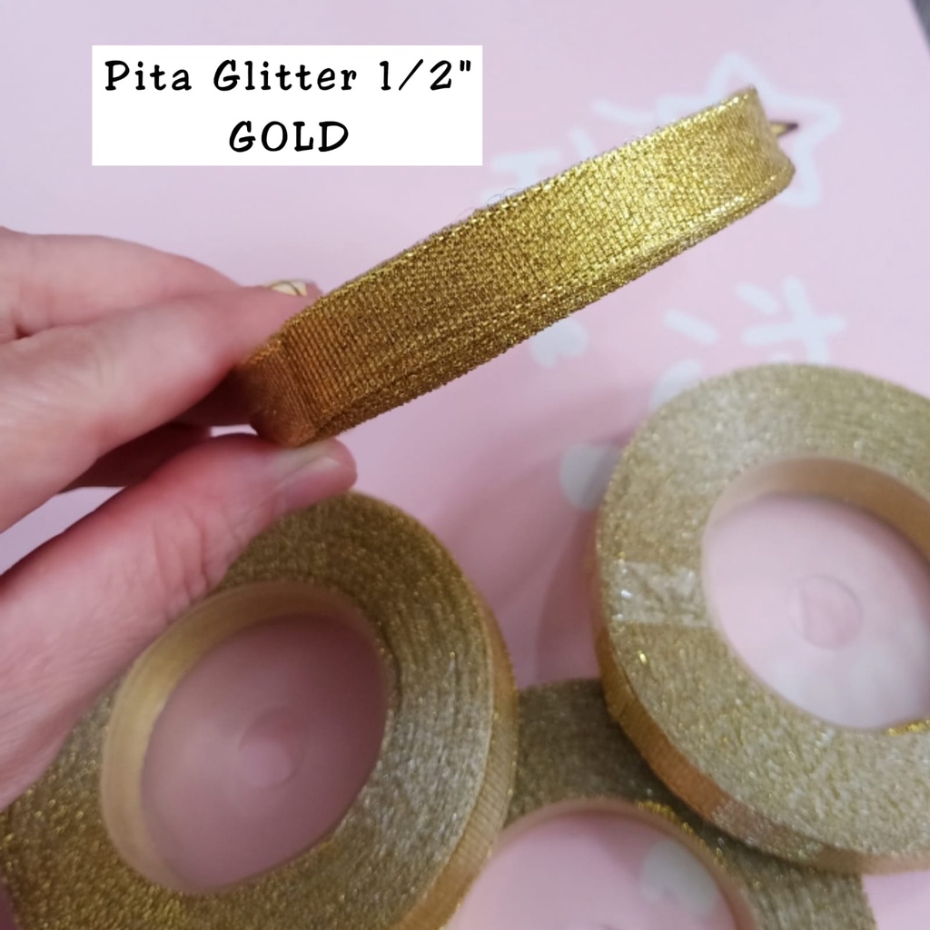 Pita Glitter Emas &amp; perak untuk pembungkus Kado / Parcel / Prakarya Sekolah