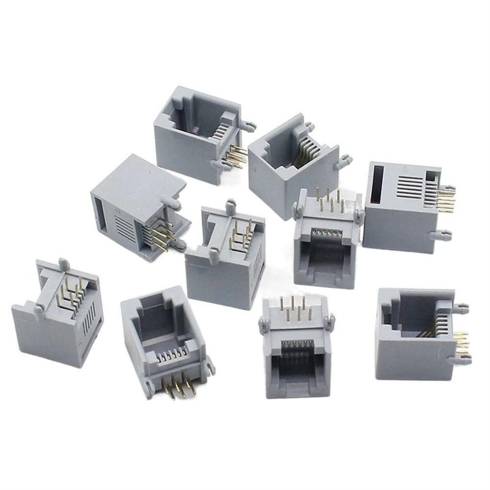 Augustina RJ12 Socket Perlengkapan Telepon 90derajat 6pin Kristal 6p6c Socket RJ11 Terminal Konektor