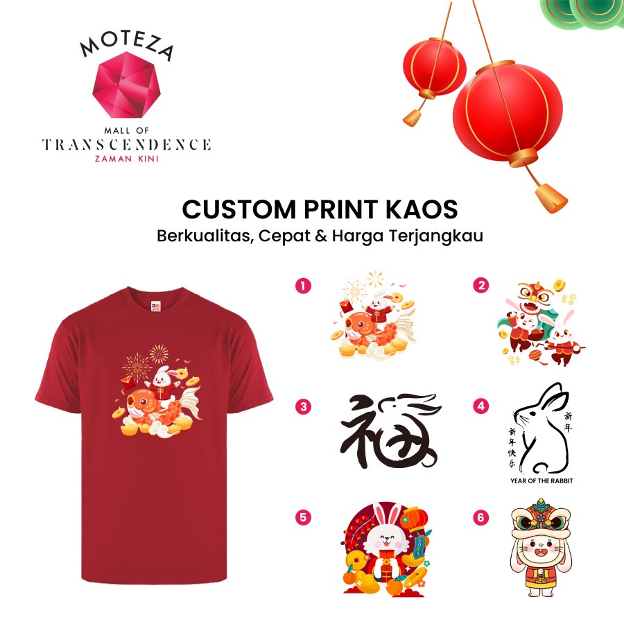 Moteza Kaos / Polo Print Cetak Sablon Satuan - 24s / 30s - CUSTOM - DTF / DTG