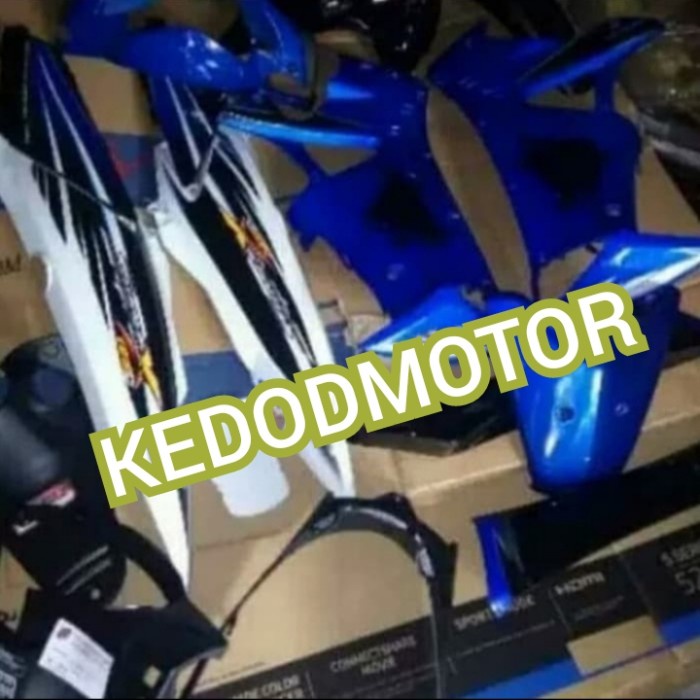 Cover Full Body Kasar Halus Supra X 125 Lama Putih Biru + Striping