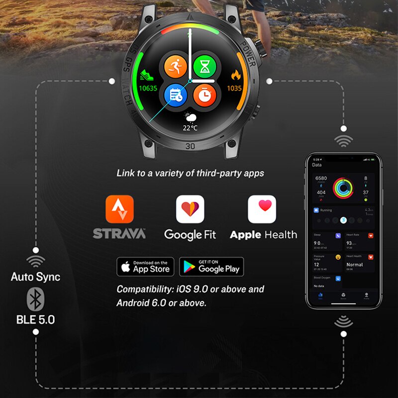 NORTH EDGE CROSS FIT 3 Smart Watch GPS AMOLED Display Altimeter Barometer Compass