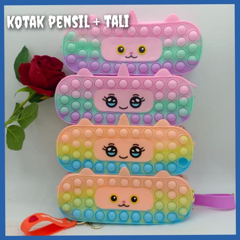 KOTAK PENSIL POP IT PELANGI DAN MAKARON KOTAK PENSIL KARAKTER ANAK POP IT MAINAN ANAK POP IT KOTAK PENSIL POP IT