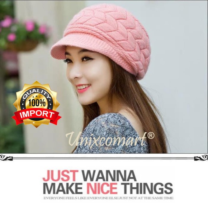 Topi Baret Rajut Dewasa Knitted Hat Casual Korea Fashion Beret Newsboy