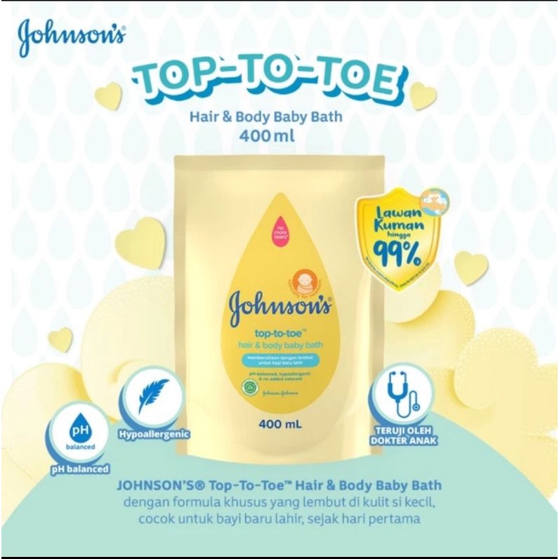 Johnsons Top to Toe Hair &amp; Body Baby Bath - Sabun Bayi Refill 400ml