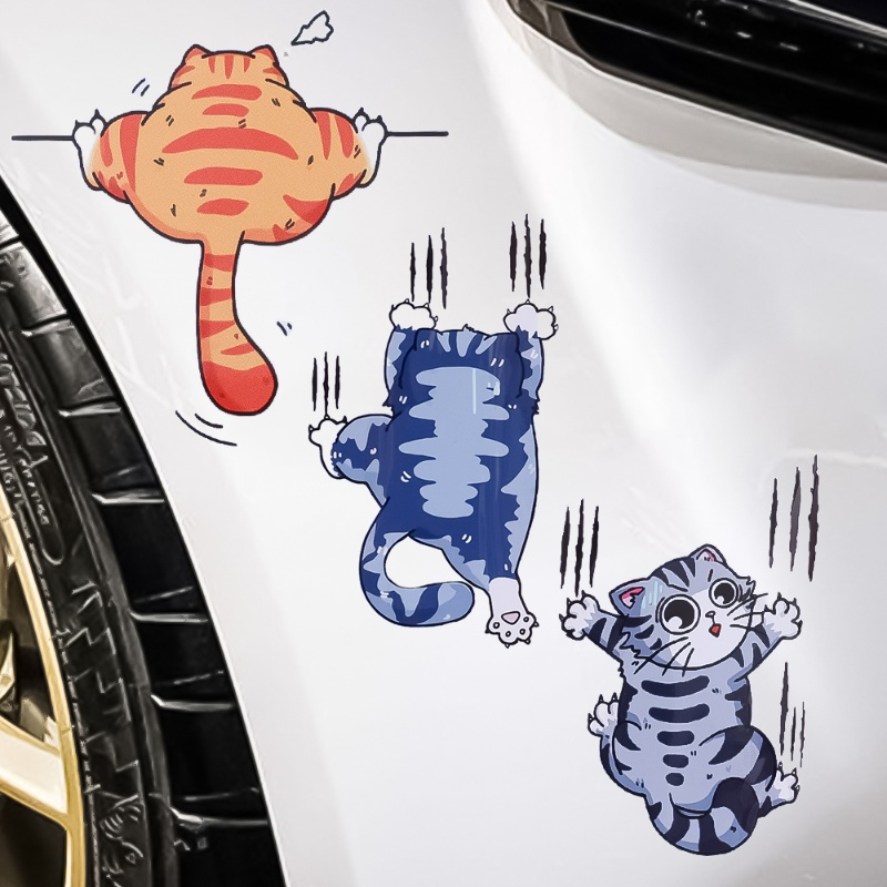 Lucu Lucu Lucu Kucing Peliharaan Stiker Mobil Kepribadian Mendaki Kucing Hewan Styling Self-Adhesive Stiker Mobil Tubuh Kreatif Stiker Universal Auto Dekorasi Aksesoris