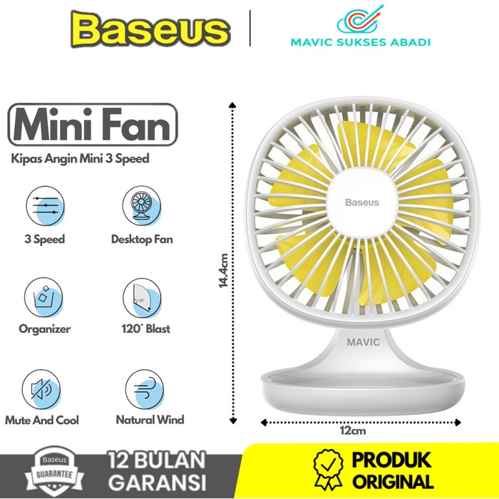 Kkal Mini Fan Portable Baseus Pudding Shaped Kipas Angin Mini Meja Usb