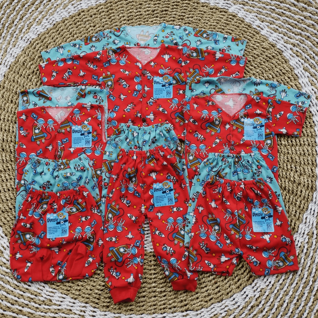 12 PCS Setelan Baju Bayi Celana Bayi Baru Lahir Baju Newborn Kain Printing Motif ASTRONOT Perlengkapan Bayi Baru Lahir Kado GIft Set Paket Newborn Baju Bayi Baru Lahir Meyriana Collection