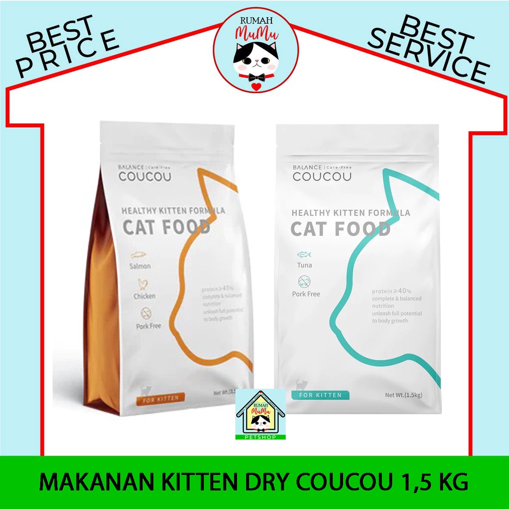 MAKANAN ANAK KUCING KITTEN PREMIUM COUCOU FRESHPACK 1.5 KG