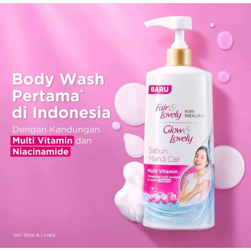 Fair Lovely / Glow Lovely Body Wash Sabun Mandi Cair 825/400ML