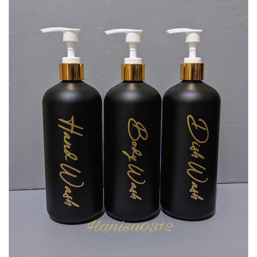 Botol Pump 500ml Hdpe Hitam Doff Pump Luxury Gold / Botol Sabun Cair Pump 500 Ml