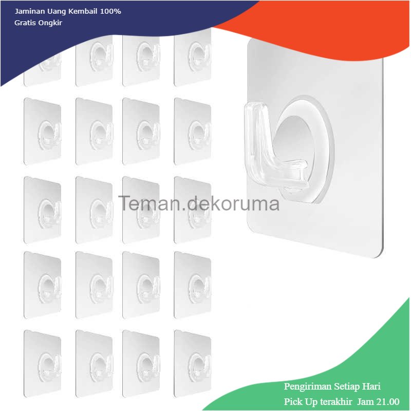 TD-RAK KITPIPI Rak Gantungan Hook Wall Hanger Organizer Adhesive 10 PCS - TC22