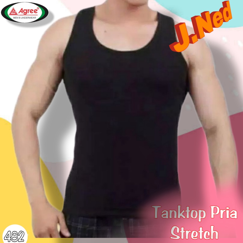 J482 Kaos Dalam Pria Dewasa Singlet Agree Stretch Bodyfit Size M-XXL