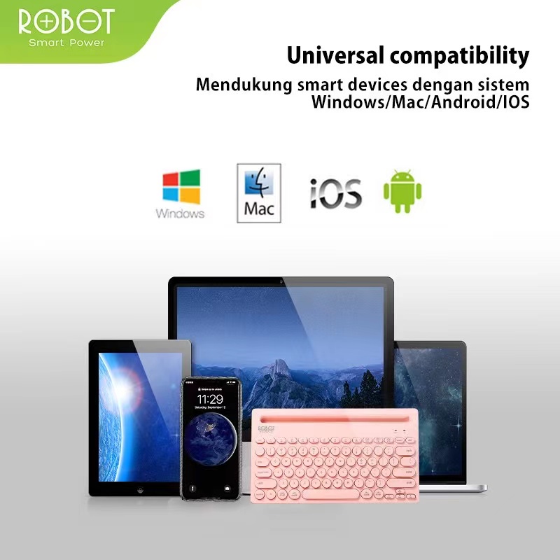 ROBOT KB10 Multi-Device Bluetooth &amp; Wireless Keyboard 3 Device Connect - Garansi Resmi 1 Tahun