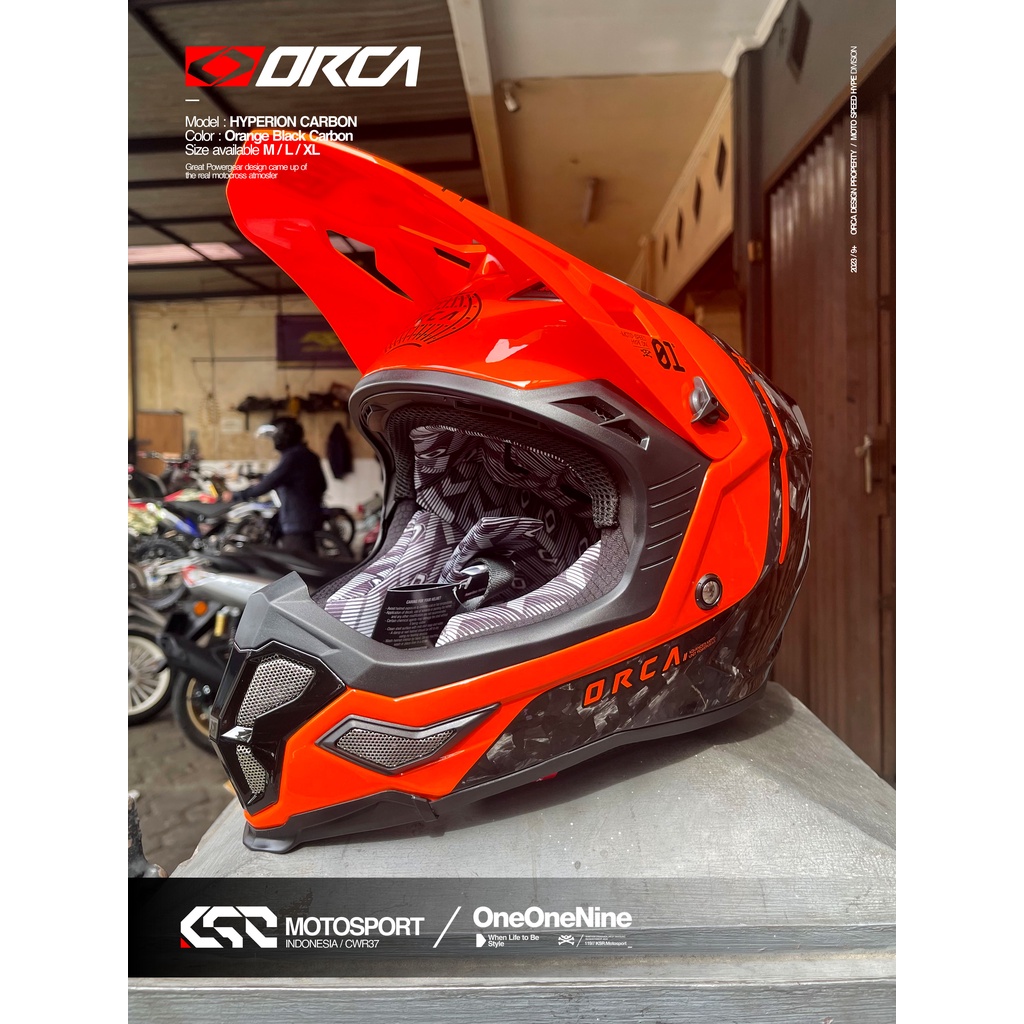 HELM ORCA HYPERION ORANGE BLACK CARBON