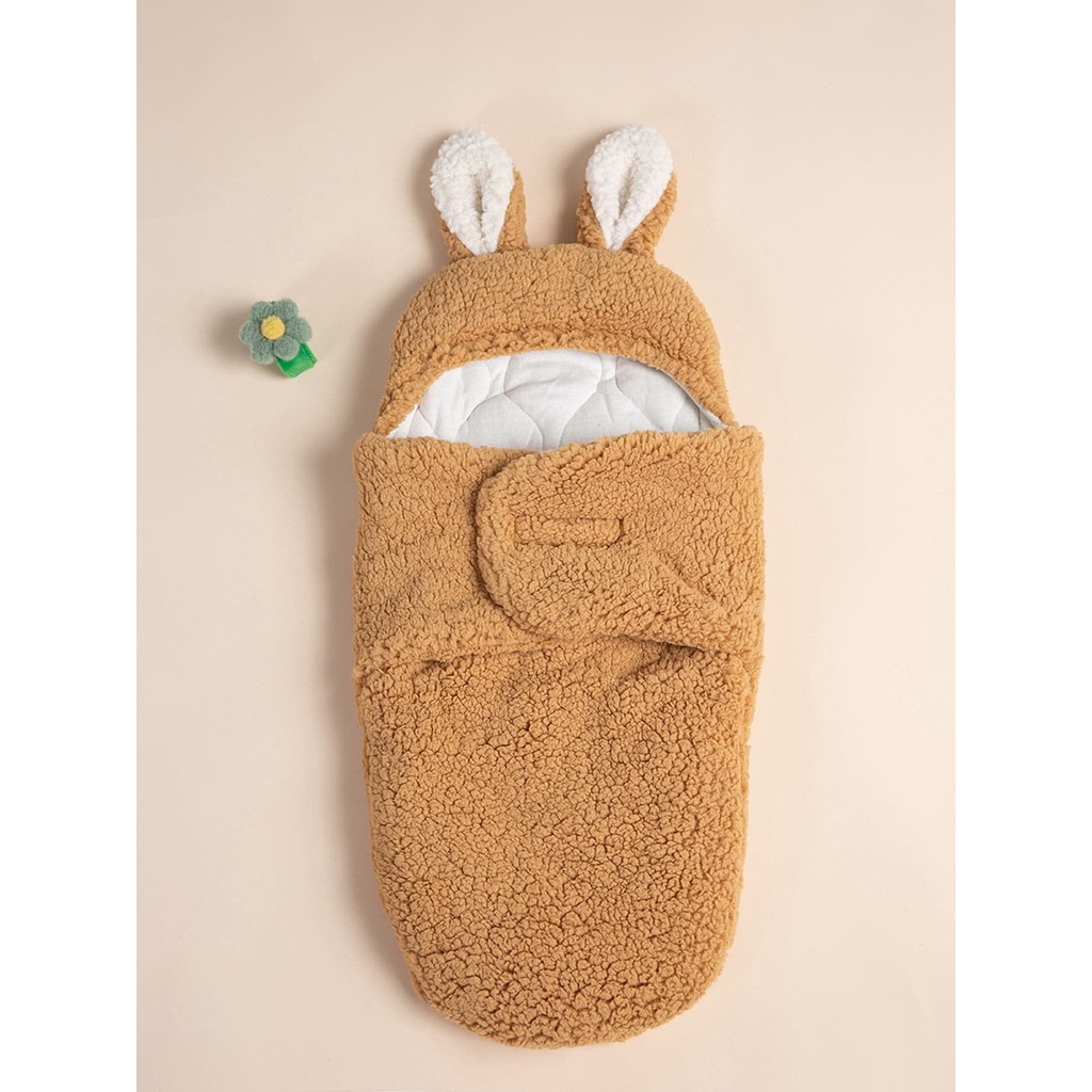 Selimut Bayi  Newborn  Premium  Bulu Domba  Dengan  Motif Kelinci