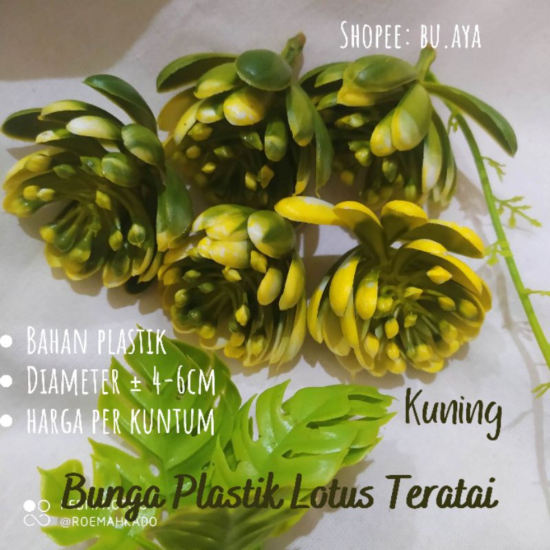 3pcs Bunga Lotus Teratai Kuntum Bunga Plastik