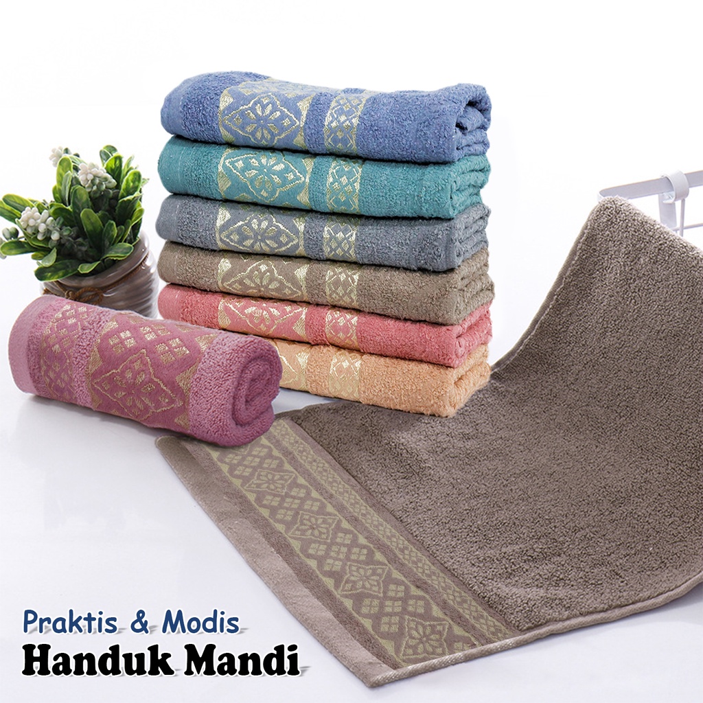 Handuk Mandi Katun Tebal Dewasa Pria Wanita Ukuran 50x100cm Bahan Lembut Bermotif Terbaru Perlengkapan Mandi Import - H41-B - Lucky Star