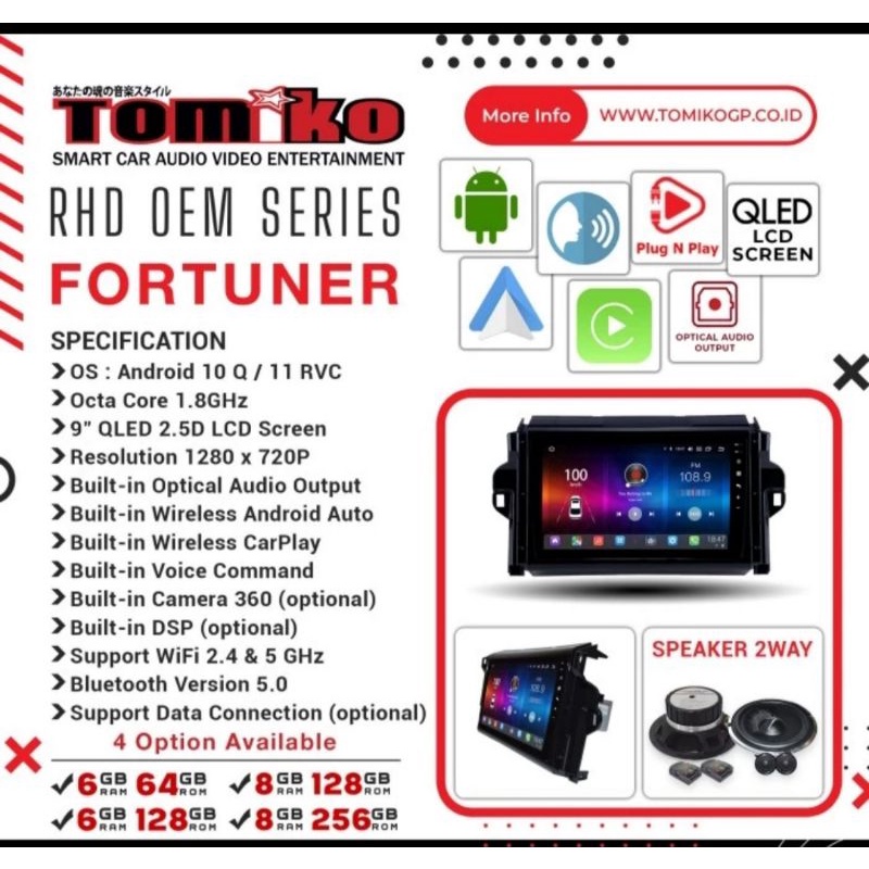 Tomiko Head Unit Android OEM New Fortuner