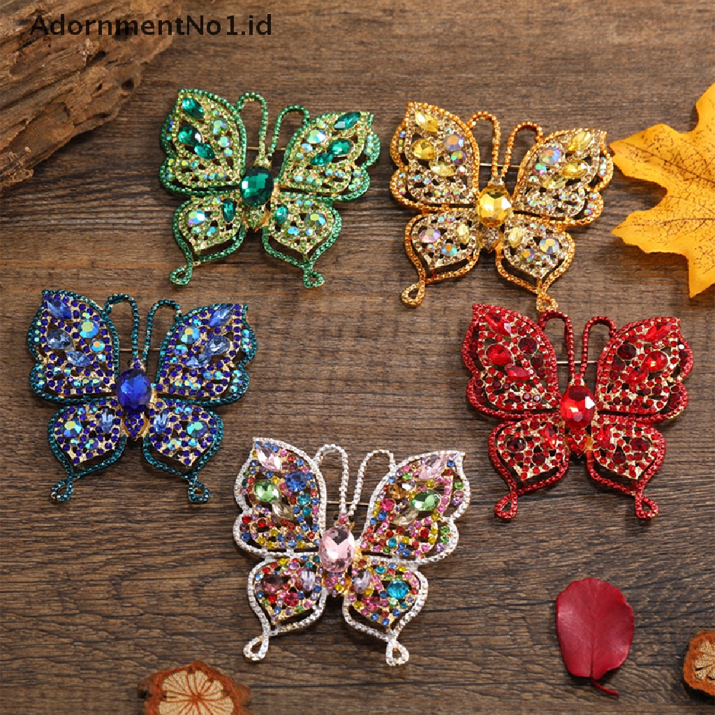 [AdornmentNo1] Indah Kupu-Kupu Bros Untuk Wanita Berlian Imitasi Berkilau Kupu-Kupu Serangga Brooch Pin Fashion Perhiasan Hadiah [ID]