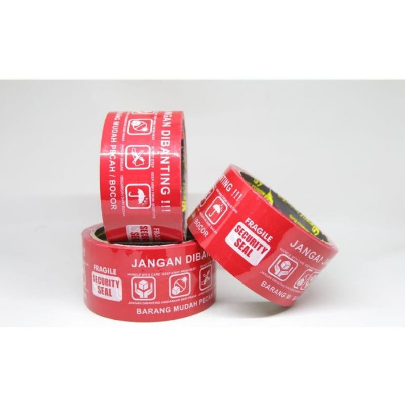 

Lakban Fragile Merah JANGAN DI BANTING 48 MM X 50 Yard x 50 Micron Murah Pecah Belah