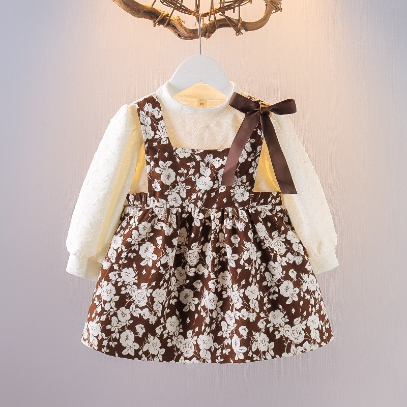 DR113- 0-3T Dress Baju Anak Bayi Perempuan Import Flowery Roses