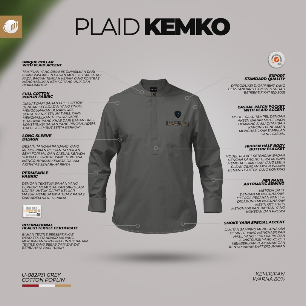 BAJU KEMEJA KOKO SAMASE PLAID KEMKO 01U082P PJG