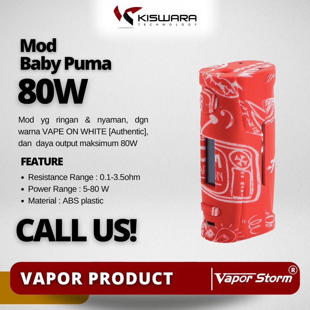 VaporStorm Baby Puma Mod 80W - VAPE ON WHITE [Authentic]