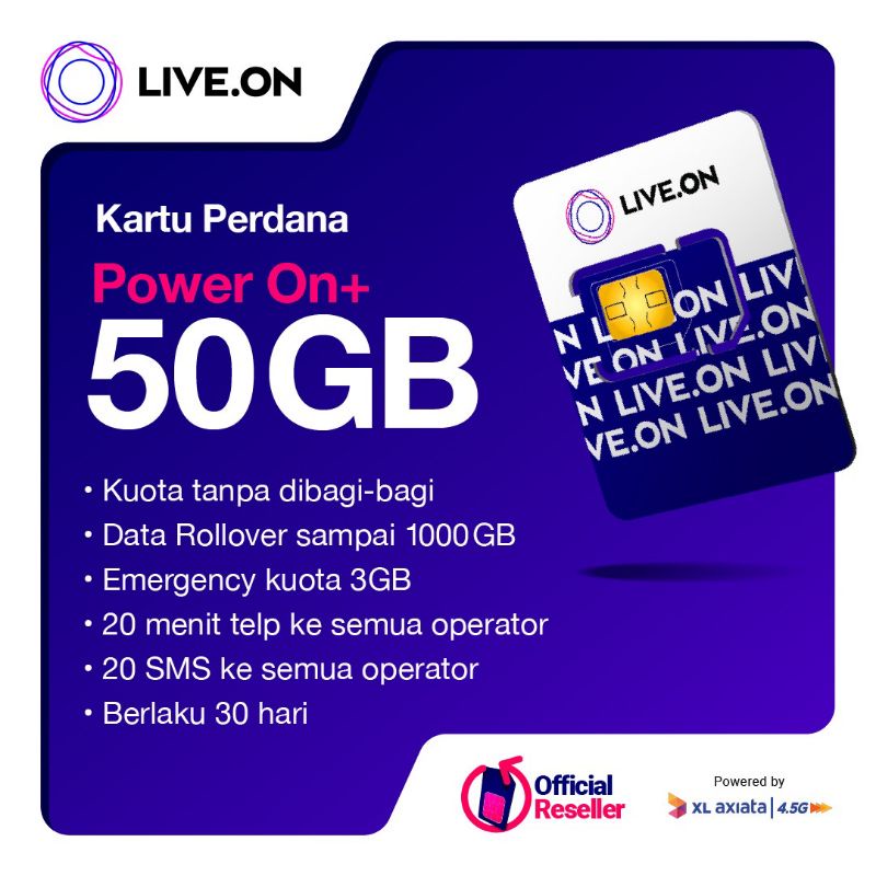 KARTU PERDANA LIVE.ON XL 50GB + BONUS 5GB