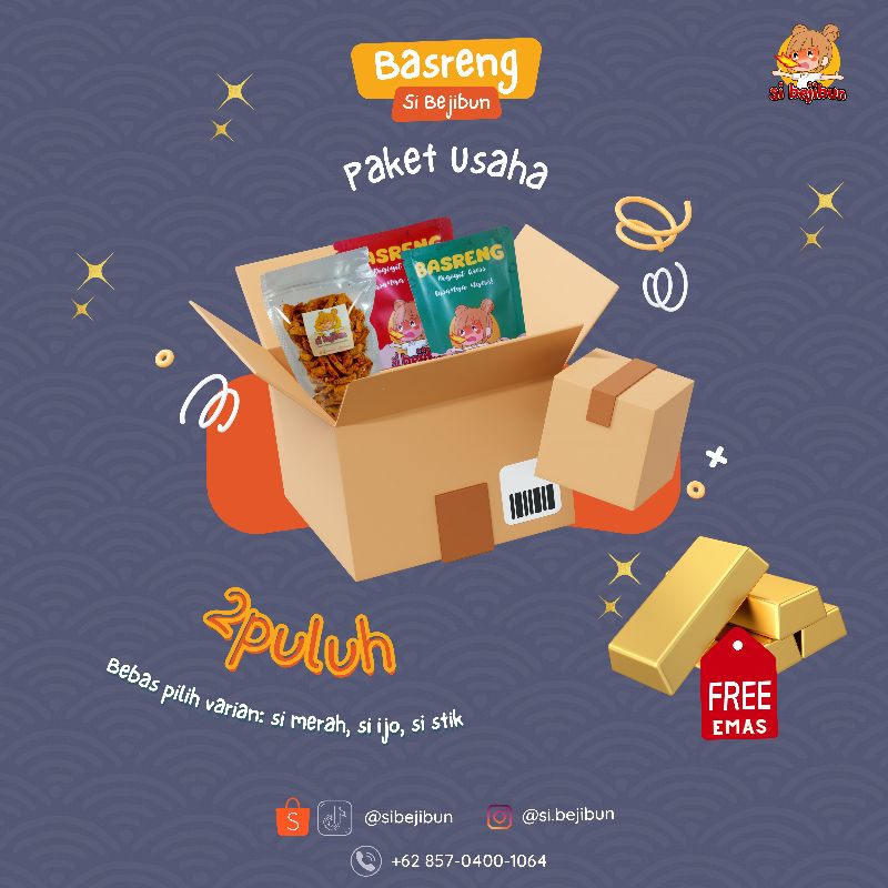 

FREE EMAS" paket usaha 2puluh basreng si bejibun / basreng pedas daun jeruk / basreng viral / basreng bandung / basreng pedas cabe ijo / pedas cabai hijau / basreng enak murah