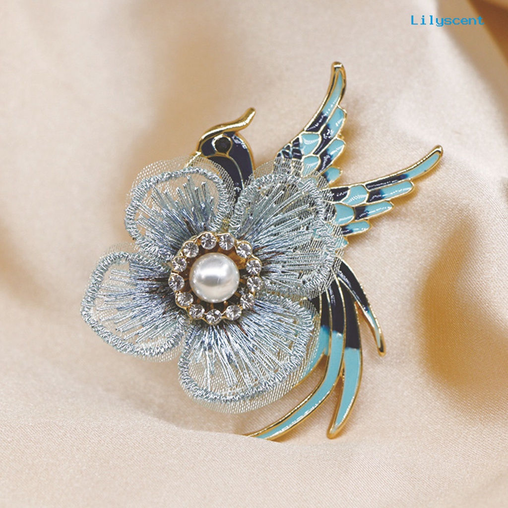 [LS] Kerah Pin Bordir Bunga Enamel Burung Alloy Mutiara Imitasi Berlian Imitasi Bros Pin Aksesoris Kostum