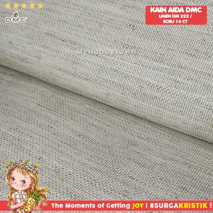 Kain Sulam Kristik Strimin Aida 14ct DMC Linen Aida - ECRU