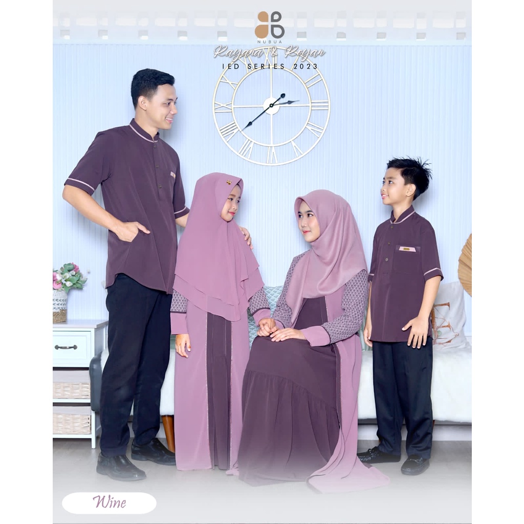 Sarimbit Baju Couple Muslim Keluarga Nubua Sarimbit Rayana dan Royan Wine