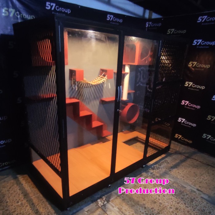 kandang tempat rumah kucing besar full mainan kucing aluminium murah