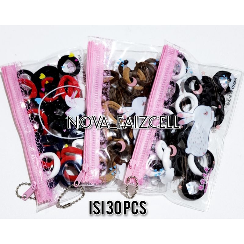 30 pcs / Pouch - Ikat Rambut Donut Pouch Pink Premium