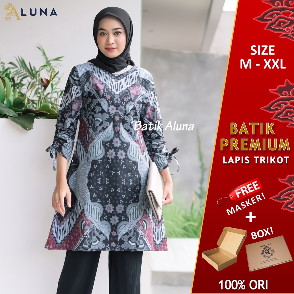 Batik Wanita Tunik Lengan Panjang Dewasa Terbaru Katun Lapis Trikot Premium Modern Batik Kerja Kantor Kondangan Size M L XL XXL 104