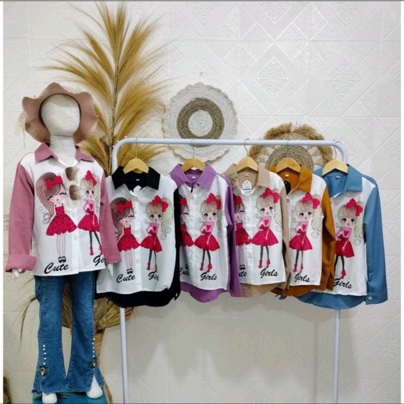 STELAN BAJU ANAK VIRAL / KEMEJA PRINTING ANAK PEREMPUAN LENGAN PANJANG 1-6 TAHUN
