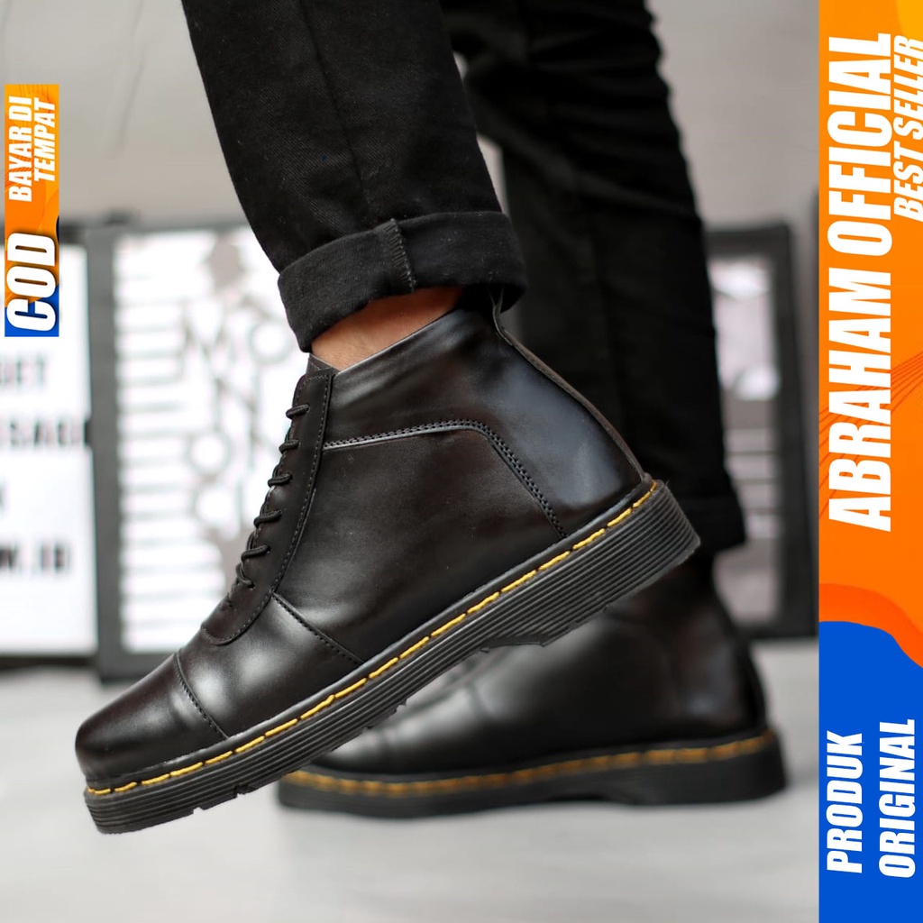 Sepatu Boots Pria Docmart Formal Kerja Pria Hitam Abraham BRATA