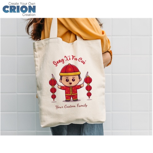 Totebag Imlek Sincia Chinese New Year Gong Xi Fa Cai blacu Bisa Custom nama -By Crion