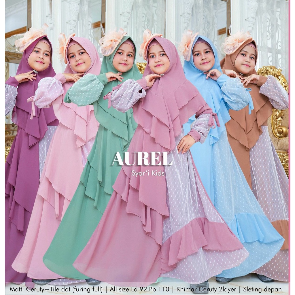 GAMIS ANAK SYARI AUREL KIDS SET DENGAN KHIMAR