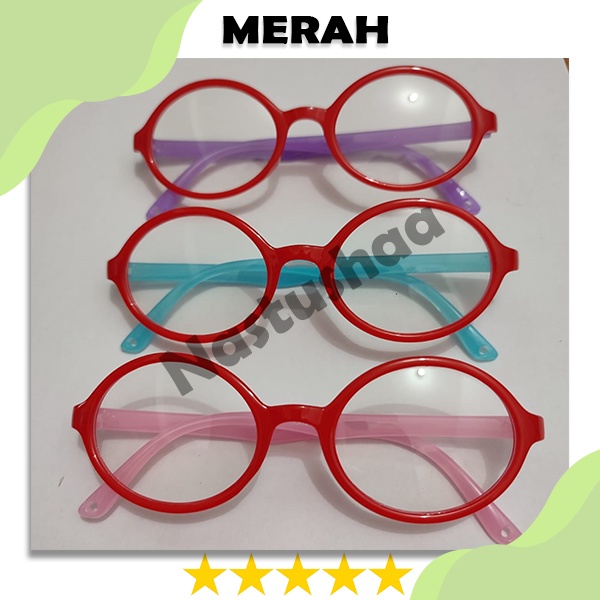 Kacamata Anak Anti Radiasi Bingkai Oval Warna Gagang Random Kacamata Kids Blueray Untuk Laki-Laki dan Perempuan Unisex NOCASE
