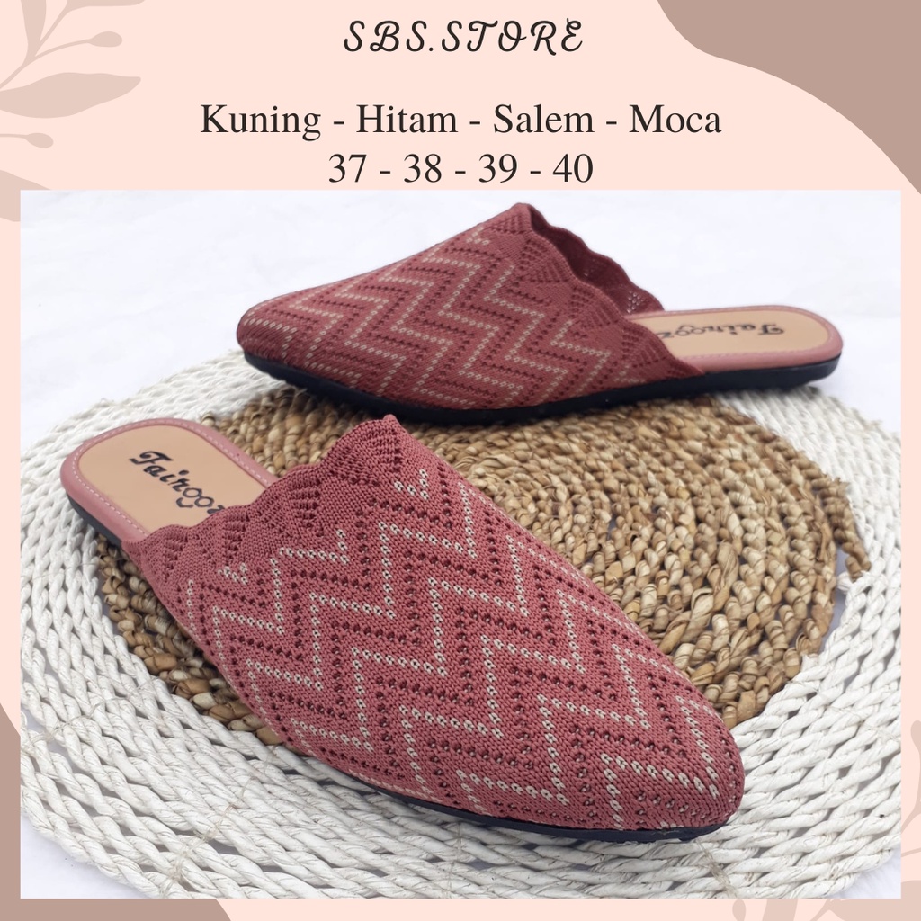 Sandal Sepatu Flat Bapau Wanita Rajut Import Kekinian/Flatshoes Sol Karet Berkualitas Terbaru