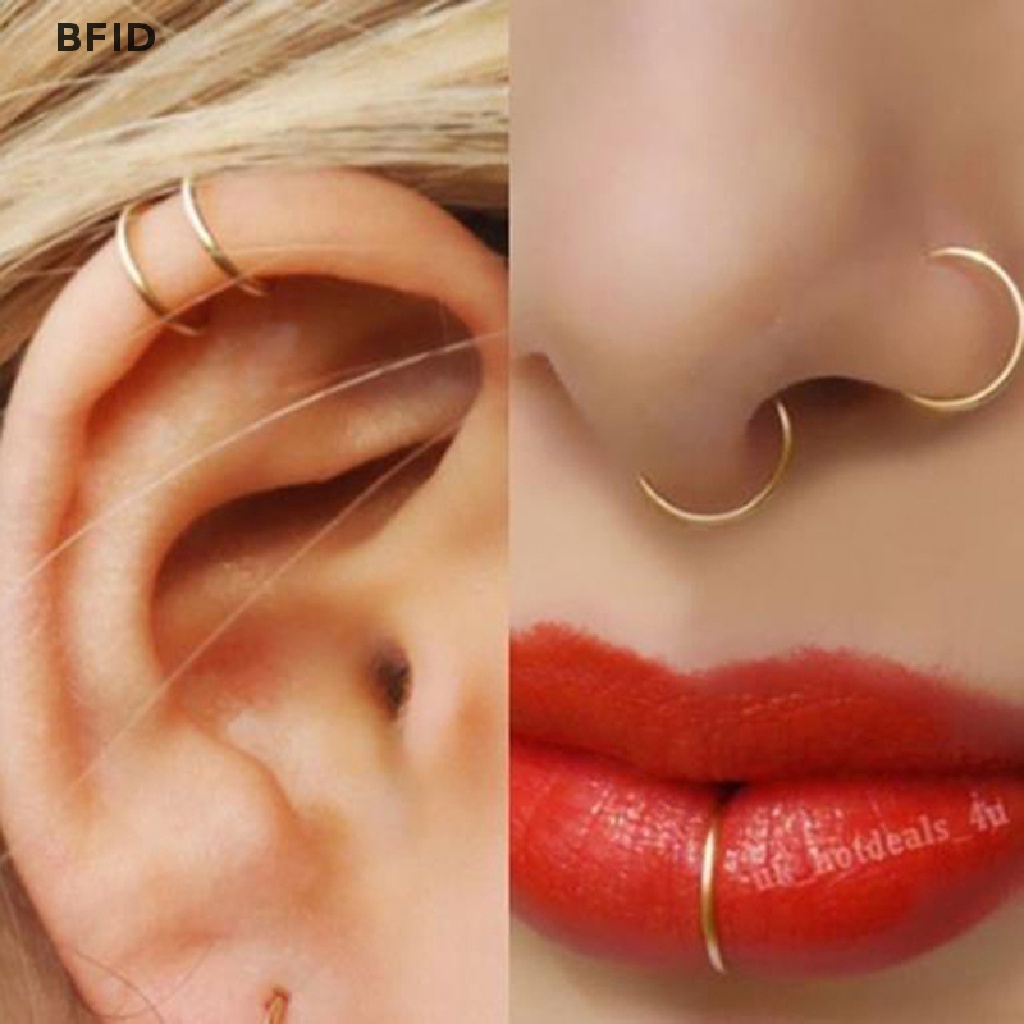 [BFID] 40/60pcs Wanita Cincin Hidung Baja Perak Surgical Hoop Cartilage Stud  [ID] Baju Kaos Distro Pria Wanita Lengan Panjang [ID]