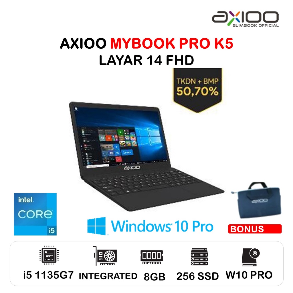 LAPTOP AXIOO MYBOOK PRO K5 (8N2) | i5 1135G7 8GB 256SSD W10 PRO 14FHD 21FBNSM0P8C