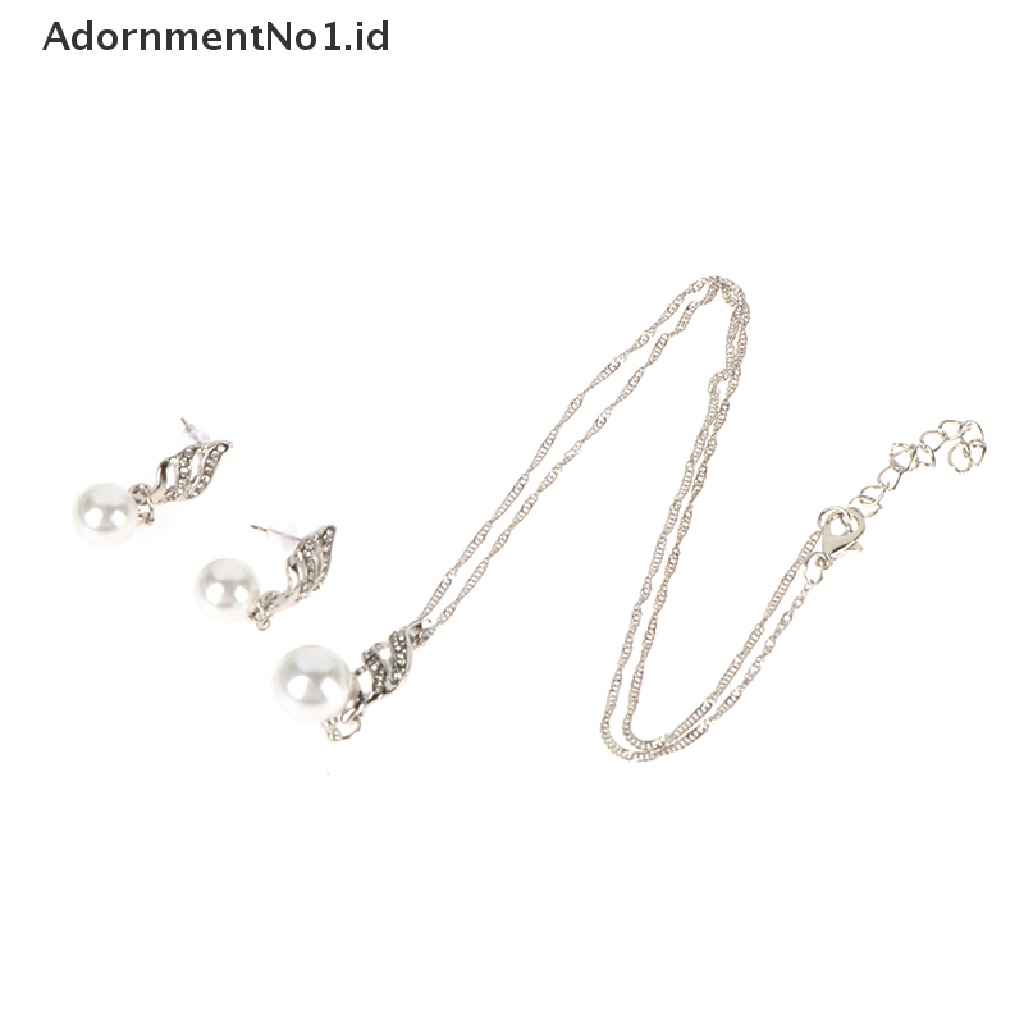 [AdornmentNo1] 1set Berlian Imitasi Pernikahan Bridal Perhiasan Set Untuk Wanita Mutiara Imitasi Liontin Kalung Anting Set Pesta Perhiasan Hadiah [ID]