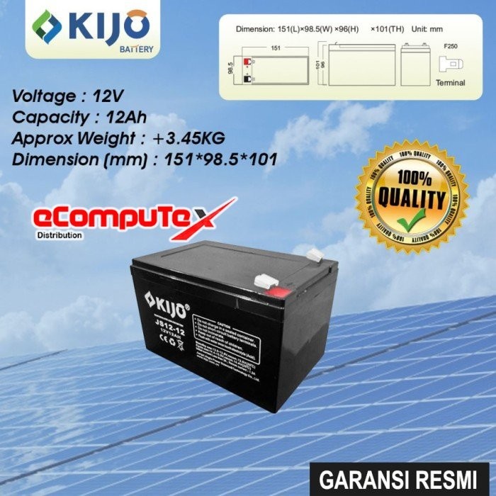 BATERAI UPS VRLA 12V 12AH KIJO / BATTERY AKI KERING 12 VOLT 12 AH ACCU