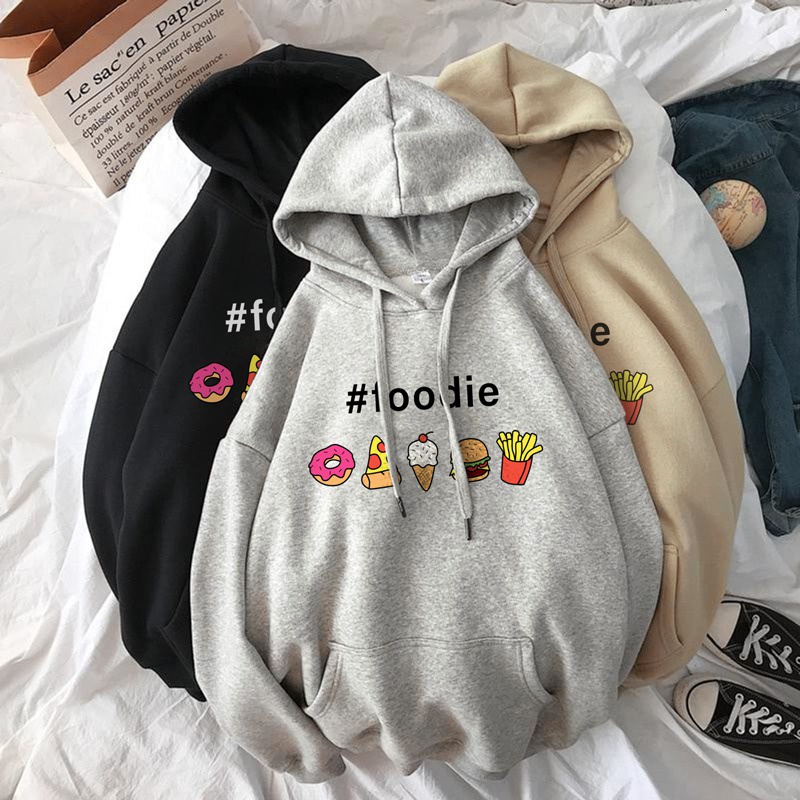 Parisdivarious Sweater Hoodie Jemper Foodie Bahan Fleece Size S - XXL (Pria &amp; Wanita)